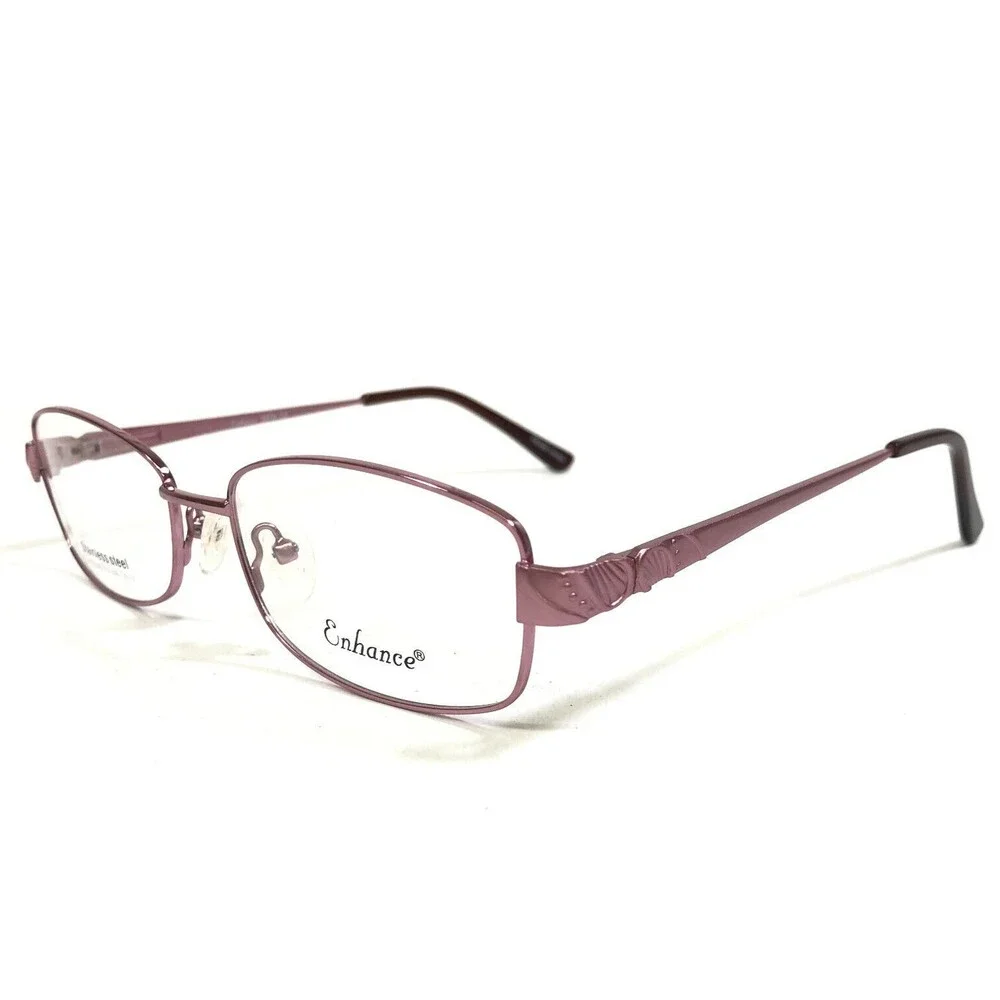 Enhance Eyeglasses Frames 3870 ROSE Rose Gold Rectangular Wire Rim 53-17-140